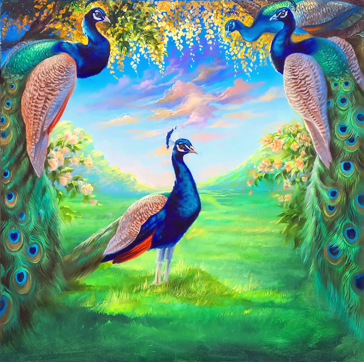 Peacocks Backdrop - Ananda Art